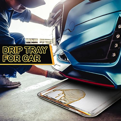 2 Pcs Stainless Steel Oil Drip Pan for Under Car 23.62 x 15.75 Inch - size: 23.62 x 15.75 Inch