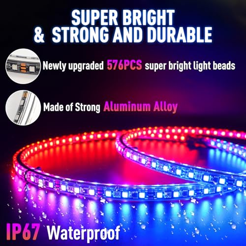 17" 4PCS Double Row Wheel Ring Lights Rim Lights for Truck Pickup - size: 17inch