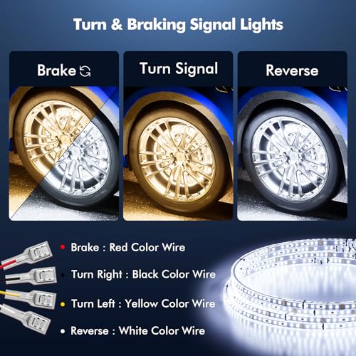 Ehaho 17" Super Bright Double Row Pure White Wheel Lights, Wheel Ring Lights with Remote Control and Turn & Braking Signal Compatible with Various Trucks SUV Car（4PCS） - size: 4 Wheel-17" 2-Row Pure White