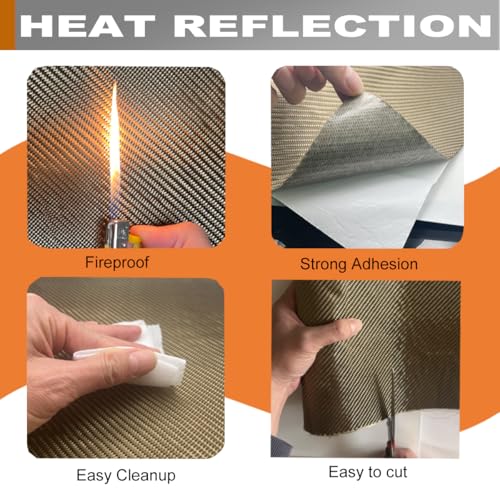 Titanium Thermal Barrier Adhesive Backed Heat Blanket Heat Shield Mat 12'' X 24'' for wall behind grill, fireplace kitchen cabinet 2500 Degrees Fire Pit Mat Fireproof Grill Pad - size: 12'' X 24''