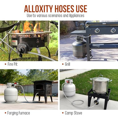 12FT 0-30 PSI Adjustable High Pressure Propane Regulator with Gauge,Stainless Propane Regulator with Hose QCC1 with 3/8 Flare x 1/8 MNPT Fits for Turkey Fryer,Propane Burner,Fire Pit, Forge - size: 12FT