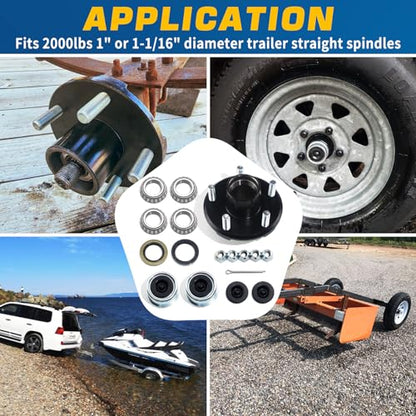5 x 4.5'' Trailer Hub Kit for 2000lb 1'' or 1-1/16'' Straight Axle - color: 1 Set