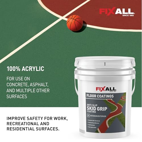 FIXALL Skid Grip Anti-Slip Coating, 5 Gallons, Smoke, Exceeds ADA Standards, Ideal for Safety Areas, Slip-Resistant Pavement, Cement & Concrete Paint - color: Smoke, size: 640 Fl Oz (Pack of 1)