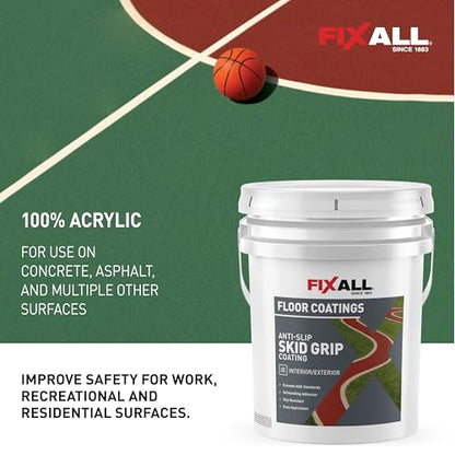 FIXALL Skid Grip Anti-Slip Coating, 5 Gallons, Smoke, Exceeds ADA Standards, Ideal for Safety Areas, Slip-Resistant Pavement, Cement & Concrete Paint - color: Smoke, size: 640 Fl Oz (Pack of 1)