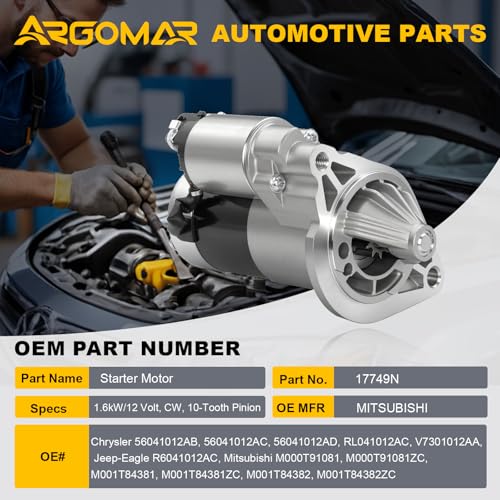 Starter for Jeep Grand Cherokee, Wrangler, Cherokee & TJ, (1999-2004) 4.0L