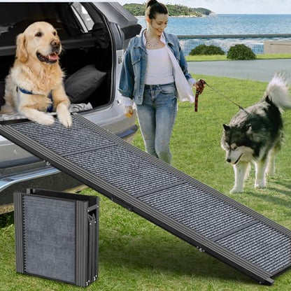 Dog Ramp for Car 63" L × 17" W, Pet Ramp for Truck Foldable - size: Upgraded 63" L x 17.2" W