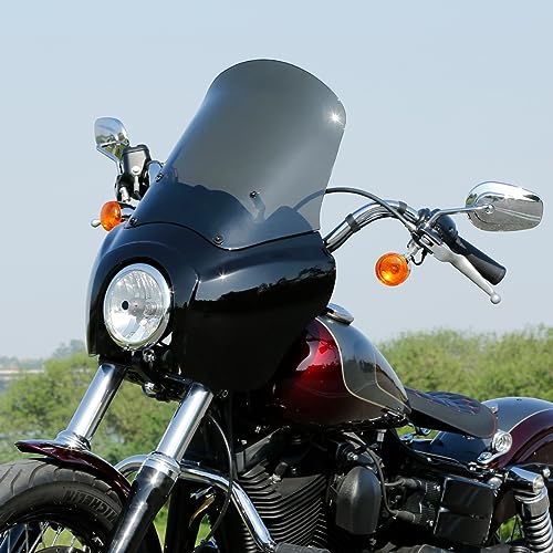 TCMT Motorcycle Headlight Fairing Windshield Fit For Harley Dyna T-Sport - color: Gloss Black(Smoke Shield)