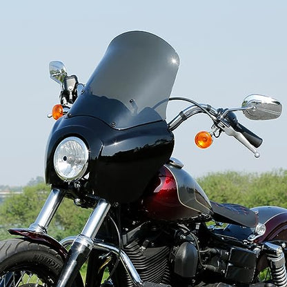 TCMT Motorcycle Headlight Fairing Windshield Fit For Harley Dyna T-Sport - color: Gloss Black(Smoke Shield)