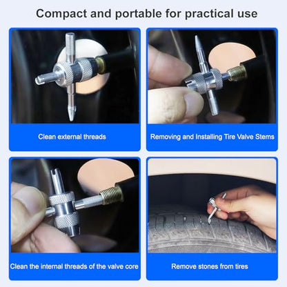 3-Piece Tire Valve Tool Kit for Presta and Schrader - size: Schrader+Presta+10Cores