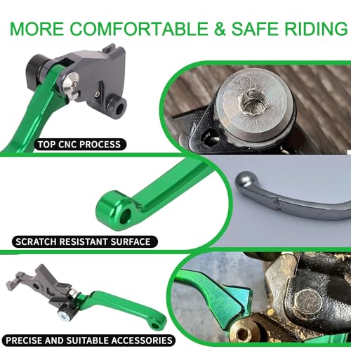 Motorcycle Brake Clutch Lever Pivot Levers Set Adjustable CNC for KLX 300 KLX300 KLX300SM 20-24 KLX230 KLX230R KLX230SM 20-23 KLX125 10-16 KLX250 08-20 Dirt Pit Bike Green - color: Green