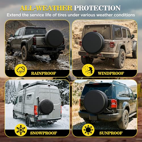 Moonet 24-26 inch Thickening Leather Spare Tire Cover Universal Fit - size: Fits for Tire Diameters 24" - 26"
