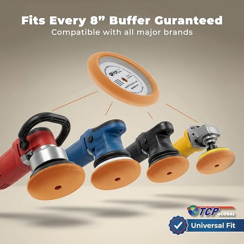 TCP Global 8" Orange Foam Buffing Pad, Extra Coarse Cutting Polish - color: Yellow
