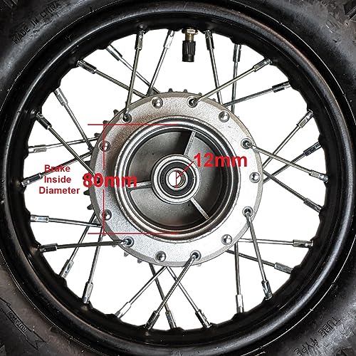 10" Rear Wheel Rim Tire Assembly 12mm Bearing 50cc 70cc 90cc 110cc Dirt Pit Pro Trail Bike CRF50 DRZ70 PW50 BBR50 TTR50 DRZ50 SSR 3.00-10 80/100-10 1.4x10 Drum Brake (Tire: 3.00-10 With Drum Brake) - size: Tire: 3.00-10 With Drum Brake