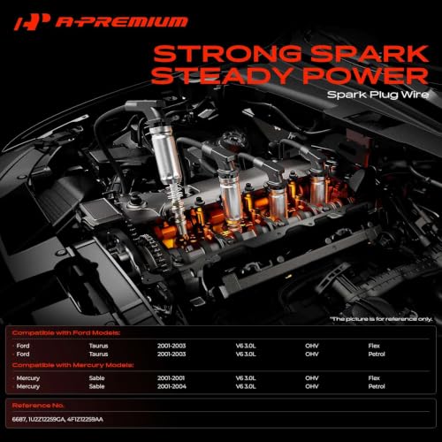 A-Premium 8MM Spark Plug Wires Set of 6, 3.0L V6 OHV