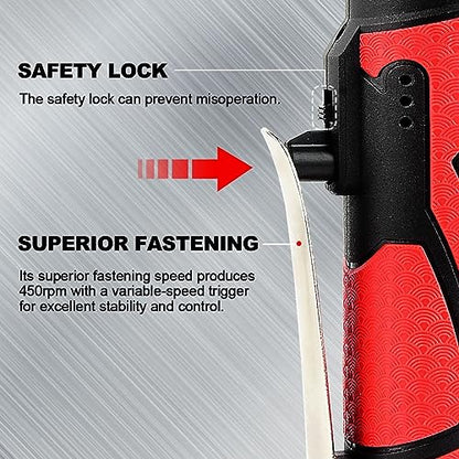 Extended 18V Cordless Electric Ratchet Wrench Set 3/8" Drive 450RPM 60 ft-lbs Power Ratchet Tool Kit with 1/4" Socket Adapter, 7pcs Socket, Charger and 2pcs 1.5Ah Lithium-Ion Batteries