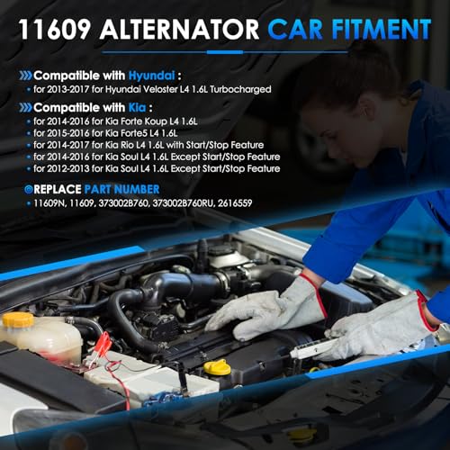 Car Alternator 11609 110A Fit for Kia Soul Forte Koup Forte5 Rio - size: #11609N, 11609 Alternator