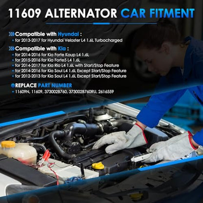 Car Alternator 11609 110A Fit for Kia Soul Forte Koup Forte5 Rio - size: #11609N, 11609 Alternator
