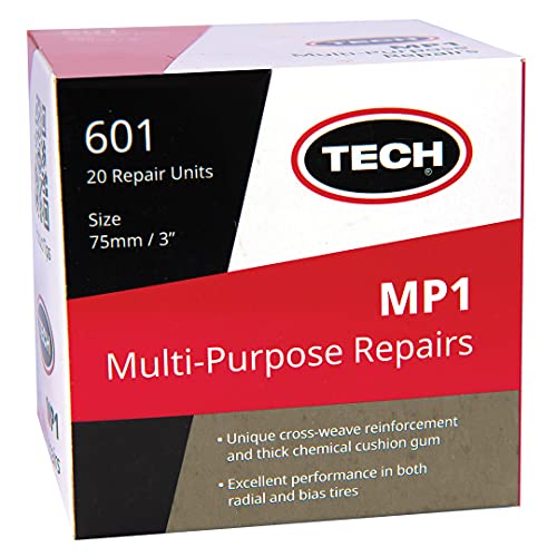 MP-1 Multi-Purpose Tire Repair Patch, 3" (75mm) - Puncture Repair Unit for Radial and Bias Tires - Round, Box of 20