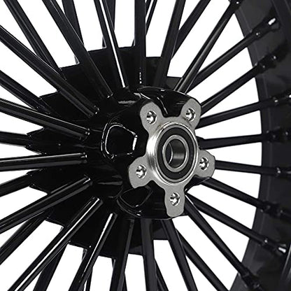 TOFR 21x3.5 18x5.5 Fat Spoke Wheels Black For Harley Softail Choppers 06-20 - color: Gloss Black, size: Front：21x3.5 Rear：18x5.5