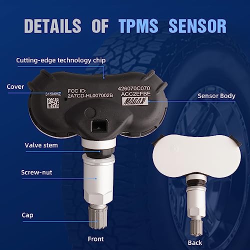 4Pcs TPMS Tire Pressure Monitoring System Sensor 434 MHz OBD/Auto Re-learn Adaptation Compatible with RAM1500/2500/3500 DS&DX Jeep Chreokee Snap in Replaces 68249197AA 68249200AA 68249201AA - color: TPMS-68249197AA