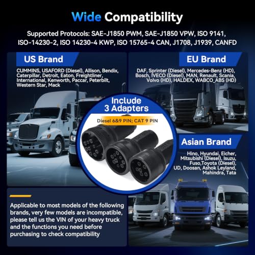HD S700 Full System Heavy Duty Truck Scanner 8 Services, D-P-F Regen, Injector Coding, Diesel Diagnostic Scan Tool for Cummins, Freightliner, Paccar, International, Mack, Hino, Isuzu and etc