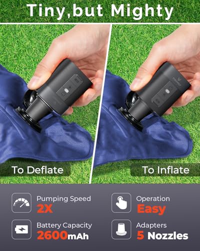 ETENWOLF AIR 3 Air Pump for Inflatables with 2600mAh Battery& Camping Light - color: Black