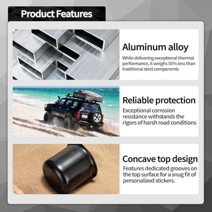 2Pcs 3.19" OD 3.14" H Aluminum Trailer Wheel Center Caps for Rim - color: Gloss Black, size: 3.19" OD 3.14" H