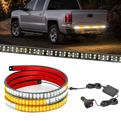 Nilight 60 Inch 360 LED Tailgate Strobe Light Strip Amber White - color: 60" Tailgte Strobe Amber White