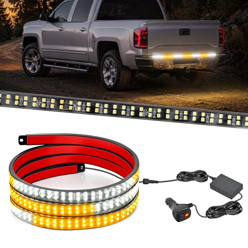 Nilight 60 Inch 360 LED Tailgate Strobe Light Strip Amber White - color: 60" Tailgate Strobe Amber/White