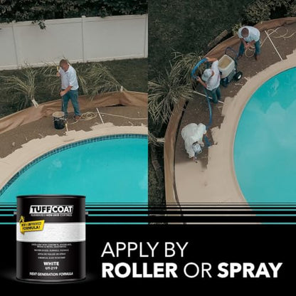 Tuff Coat Medium Texture Rubberized Non-Skid Deck Coating – Textured Non-Slip Safety Surface for Pool Decks, Docks, Boat Ramps, Patios, Walkways & High-Traffic Areas (UT-219 White 1-gallon) - color: White, size: 128 Fl Oz (Pack of 1)