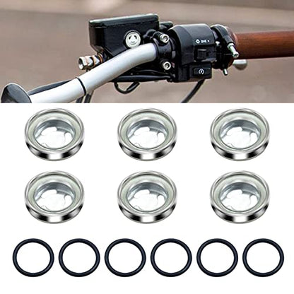 6Pcs Motorcycle Brake Sight Glass 18mm Universal Motorbike Master Brake Cylinder Rear Brake Pump Oil Mirror Sight Lens Gasket Front Rear Replacement