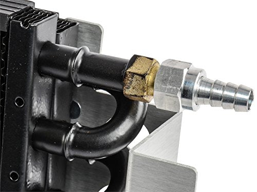 Fluid Cooler and Fan, 15-3/4 x 11-1/2 x 5 in, Tube Type, 6 AN Male Inlet/Outlet, Fittings, Aluminum/Copper, Black Powder Coat, Universal, Each