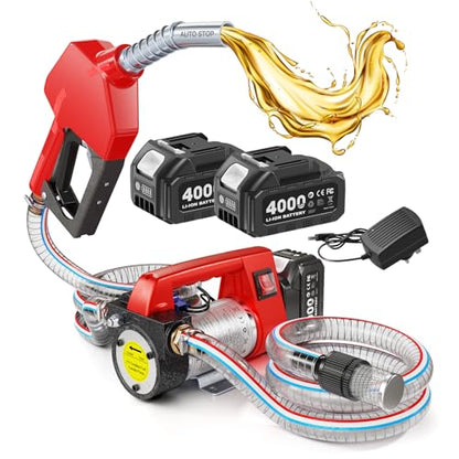 TaskStar Fuel Transfer Pump Battery Powered, 12GPM Diesel Kerosene Transfer - color: 18V 12GPM Cordless, Dual Batteries
