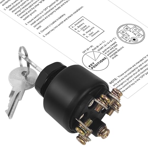 50-11651 Boat Ignition Starter Switch for Johnson Evinrude Push to Choke inboard Outboard Ignition Starter Switch 6 Terminal 3 Position Off-ON-Start Boat Switch