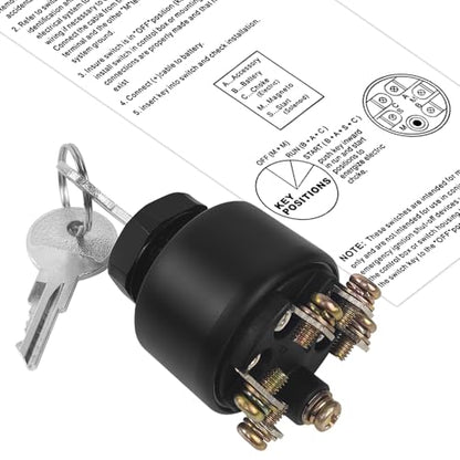 50-11651 Boat Ignition Starter Switch for Johnson Evinrude Push to Choke inboard Outboard Ignition Starter Switch 6 Terminal 3 Position Off-ON-Start Boat Switch