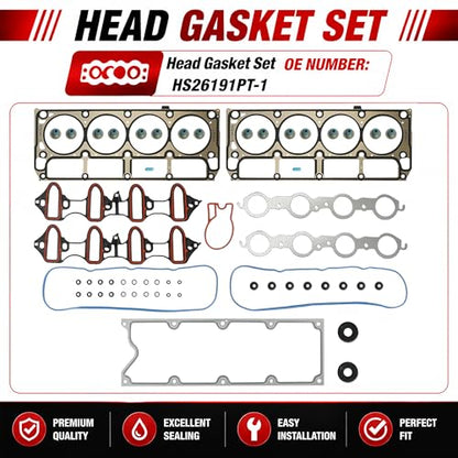 5.3L V8 LS Engine Full Gasket Kit With Head Bolts 2002-2006 - color: QH-DTB-GM5300-001