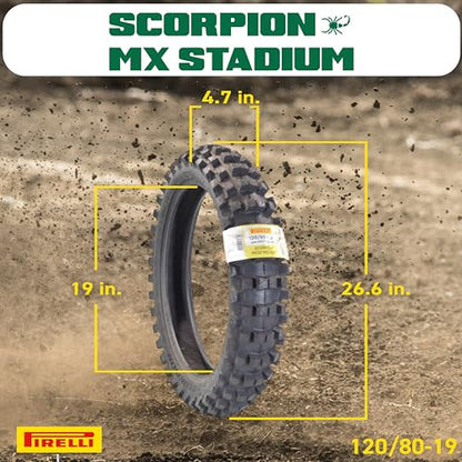Pirelli Scorpion MX Mid-Soft Stadium Set: 80/100-21 Front & 120/80-19 Rear - size: 80/100-21 M/C 51M, 120/80-19 NHS 63M