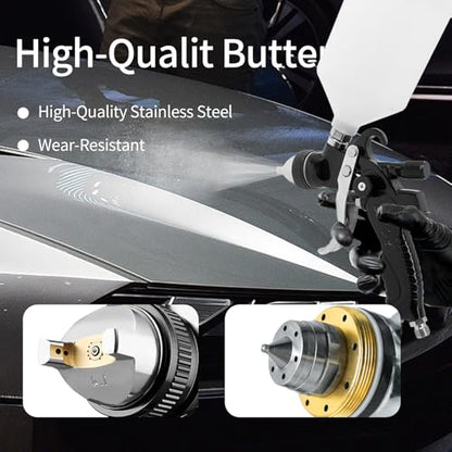 HVLP Spray Gun Kit with 10Pcs 650ML Disposable Paint Cups Car Paint Gun - color: Black