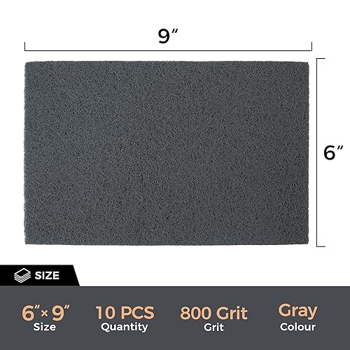 S SATC 6" x 9" Gray General Purpose Scuff Pads,10 Pack Automotive Pads for Scuffing,Scouring,Sanding,Paint Primer Prep Adhesion Scratch for Woodworking,Automotive Restoration - color: Gray