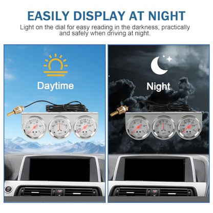Triple Gauge Set (Oil Pressure Gauge + Water Temperature Gauge + AMP Meter)
