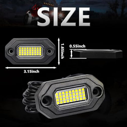 12 Pods Pure White LED Rock Lights and 6500K Super Bright, Aluminum Housing, Each Light with a 15FT Wire,432Chips IP68 Waterproof for Trucks Pickup SUV UTV ATV RZR Car Boats - size: 12 Pods