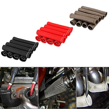 Spark Plug Wire Boots Thermal Protection Insulator Sleeve, 1200 Degree Heat shield Cover Wrap 6 inch for Car Truck 8PCS(red) - color: red