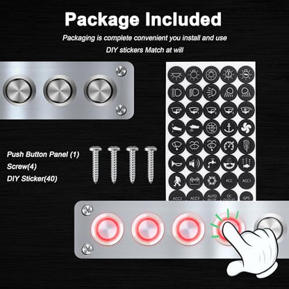6 Gang Push Button Switch Panel Antioxidant Aluminum DC 12V Pre-Wired with LED Indicator Light IP65 Waterproof Panel for Marine Car RV Truck Yacht (Red LED) - color: 6Gang Red LED