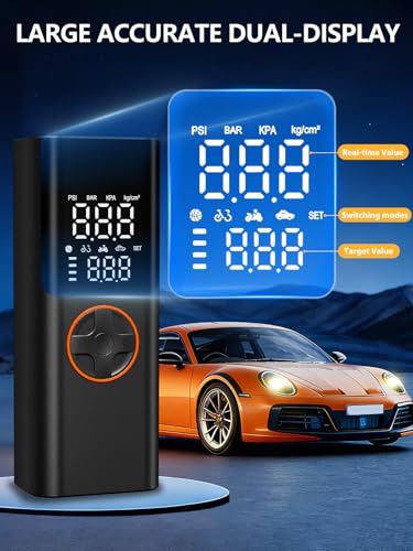 Tire Inflator Portable Air Compressor,12V DC, Rechargeable Battery