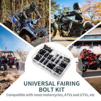 397PCS Motorcycle Fairing Bolt Kit, M4 M5 M6 Stainless Steel 304 - color: black