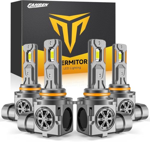 Termitor 9005 9006 LED Bulbs Combo 175,000LM Ultra Bright 6500K Cool White,True 1:1 Halogen Size,Built-in Cooling Fan,3-Min Installation,Up to 85,000 Hours,Pack of 4 - size: M1 9005+9006