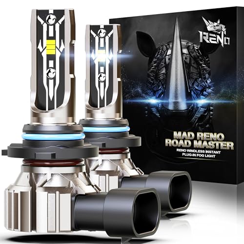 RENO 9006 Bulb, Fanless HB4/9006 Light Bulbs 800% Brighter 6500K Fog Bulb - size: 9006