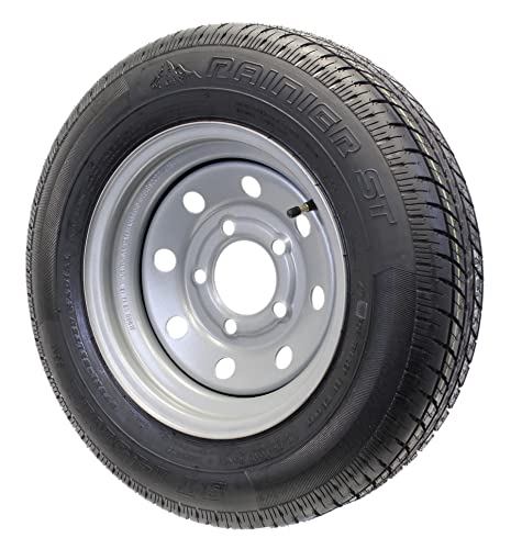 eCustomrim 2-Pack Radial Trailer Tire Rim Assembly ST145/R12 Silver 5 Lug