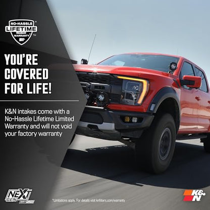 K&N NextGen Cold Air Intake System: Dry-Flow Cotton Filter: Compatible with 2021-2025 FORD F150; F150 Raptor; 50-2617D - style: NextGen Dryflow