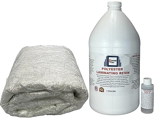 Polymer World- Polyester Resin Rolled .75x50x10 Yard Chopped Strand Mat, Fiberglass Kit for Boats, Cars, Surfboard, RV Canoes, Jetski,Watercraft, with MEKP - size: Poly Res .75x50x10 Yard Chopped Strand Mat